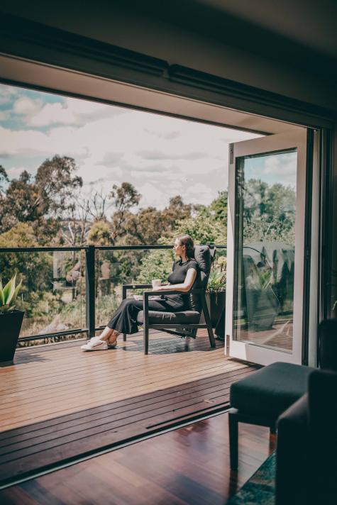 Hillside Spa Villa - bi-fold doors, deck & view
 - Araluen Boutique Accommodation
