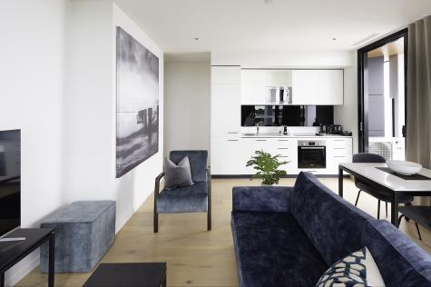 Kitchen and living in all apartments - Oaks R Suites Geelong